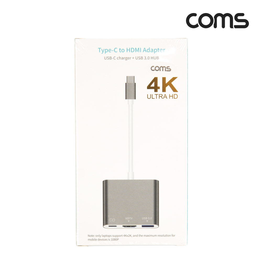 Coms  USB Type C to HDMI 컨버터 멀티 허브 도킹스테이션 HDMI 4K@30Hz 미러링 USB 3.0 포트 C타입 보조전원 충전