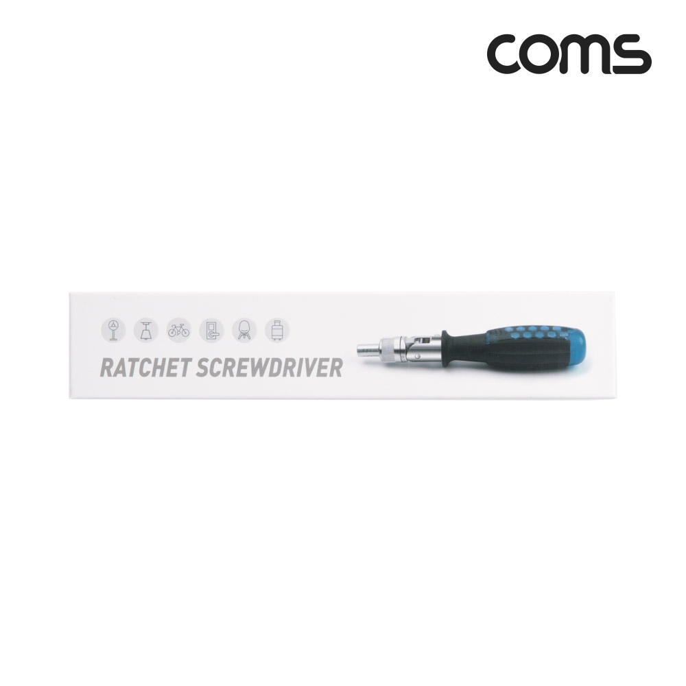 Coms 비트 수납형 래칫 드라이버 십자 일자 정밀 회전 헤드 멀티 공구