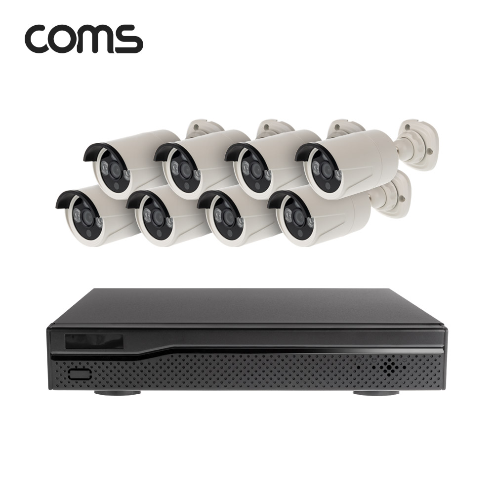 Coms 8채널 NVR CCTV IP 카메라 녹화기 풀패키지, PoE 기능지원, 500만화소 카메라