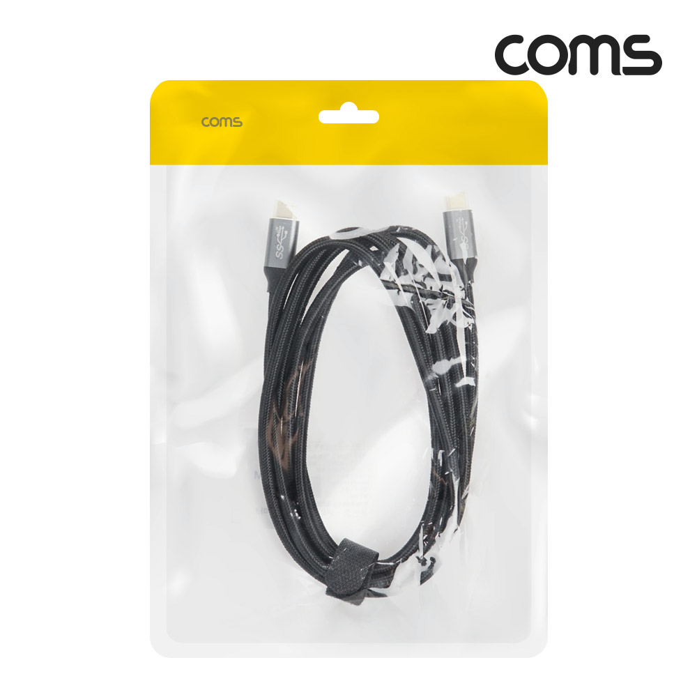 Coms USB 3.1(Type C) GEN2 PD 고속충전 케이블 100W 5A E-Marker 이마커 4K 60Hz UHD 데이터전송 메쉬 10G C타입 M/M 2M