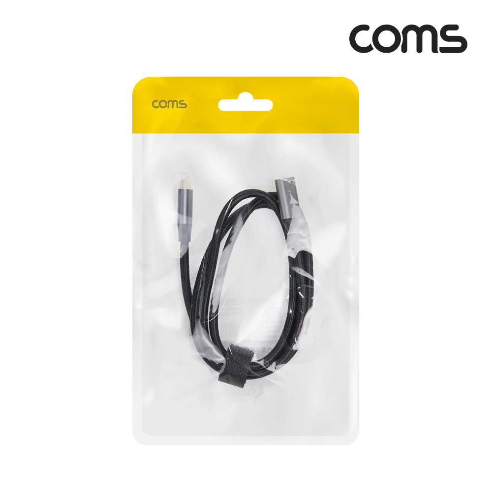 Coms USB 3.1(Type C) GEN2 PD 고속충전 연장 케이블 100W 5A E-Marker 이마커 4K 60Hz UHD 데이터전송 메쉬 10G C타입 M/F 1M