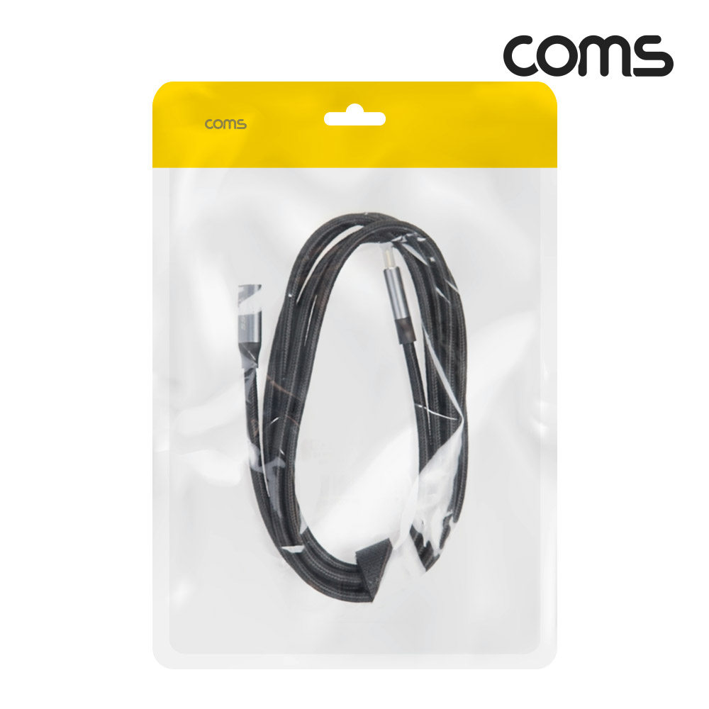 Coms USB 3.1(Type C) GEN2 PD 고속충전 연장 케이블 100W 5A E-Marker 이마커 4K 60Hz UHD 데이터전송 메쉬 10G C타입 M/F 2M
