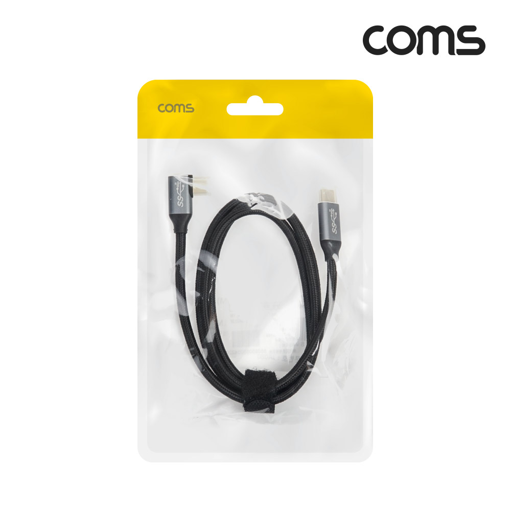 Coms USB 3.1(Type C) GEN2 PD 고속충전 꺾임 케이블 100W 5A E-Marker 이마커 4K 60Hz UHD 데이터전송 메쉬 꺽임 10G C타입 M/M 1M