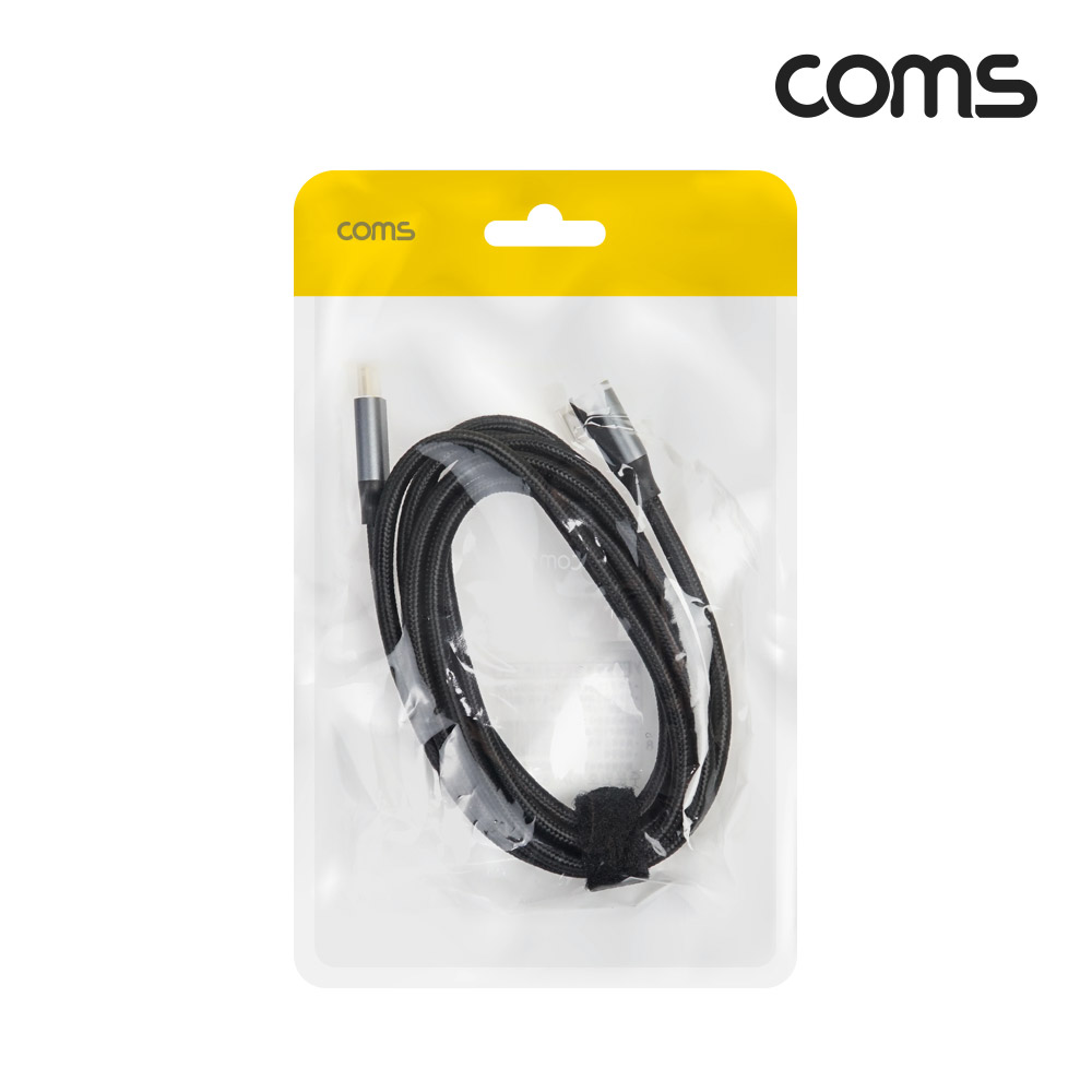 Coms USB 3.1(Type C) GEN2 PD 고속충전 꺾임 케이블 100W 5A E-Marker 이마커 4K 60Hz UHD 데이터전송 메쉬 꺽임 10G C타입 M/M 2M
