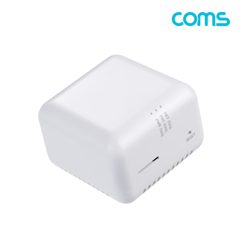 Coms USB 2.0 프린터 서버, 1포트, 프린트 네트워크 공유 Printer Server, LAN 1Port, USB 1Port, RJ45 Port, 컴팩트 사이즈,DC 5V전원사용