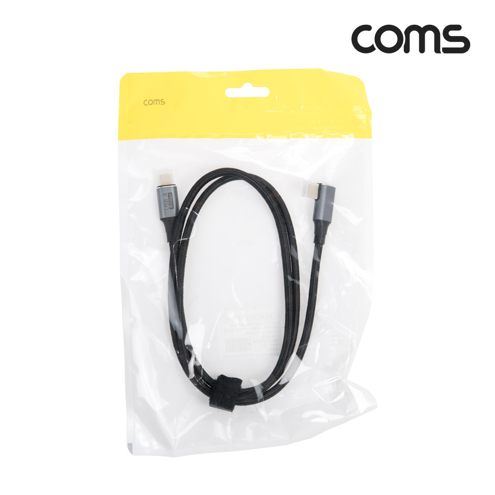Coms USB 4.0 GEN3 Type C PD 고속충전 꺾임 케이블 C타입 100W 40Gbps E-Marker 이마커 꺽임 8K 60Hz 1M