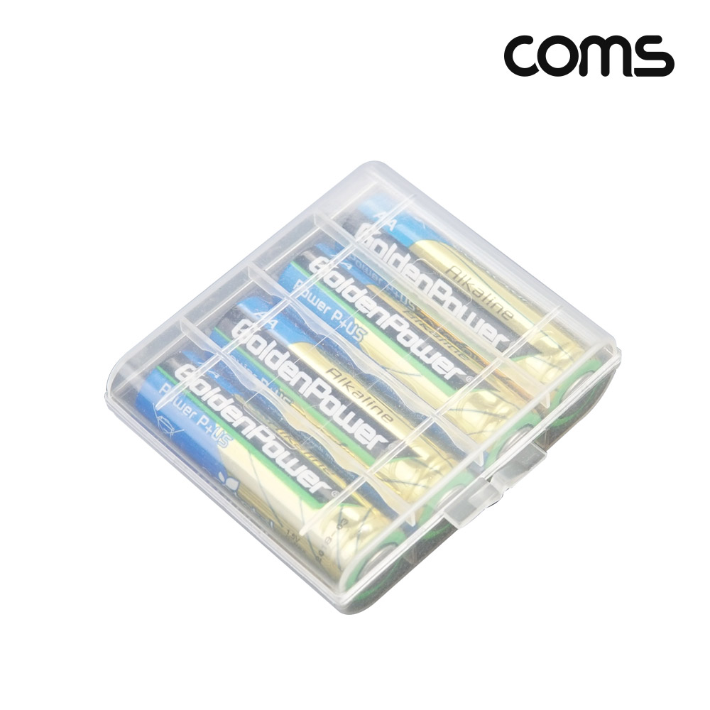 Coms 건전지 케이스 투명 AA 4개 보관용 휴대용