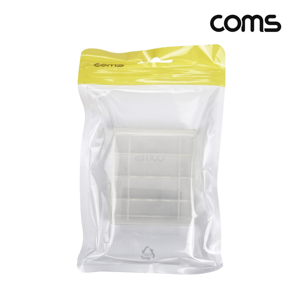 Coms 건전지 케이스 투명 AA 4개 보관용 휴대용