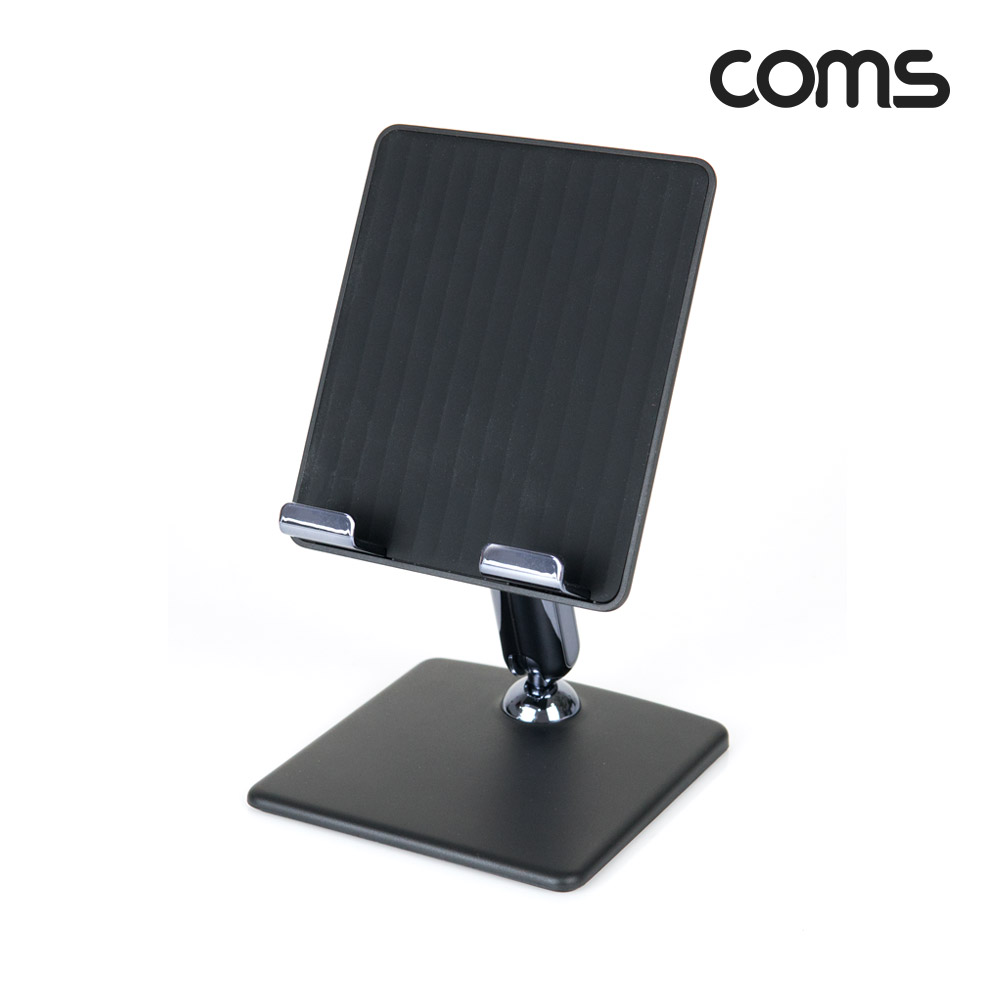 Coms 접이식 태블릿 거치대 스탠드 탁상용 2단 각도조절 Black