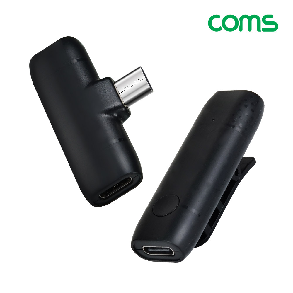 Coms 스마트폰 무선 마이크, 초소형 2.4Ghz 송신기 수신기 USB 3.1Type C, iOS 8pin, C타입 8핀, 개인방송 인터뷰 화상채팅 야외촬영 음성녹음, 노이즈캔슬, 50M 수신