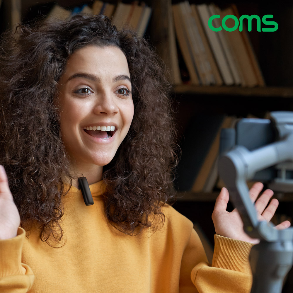 Coms 스마트폰 무선 마이크, 초소형 2.4Ghz 송신기 수신기 USB 3.1Type C, iOS 8pin, C타입 8핀, 개인방송 인터뷰 화상채팅 야외촬영 음성녹음, 노이즈캔슬, 50M 수신