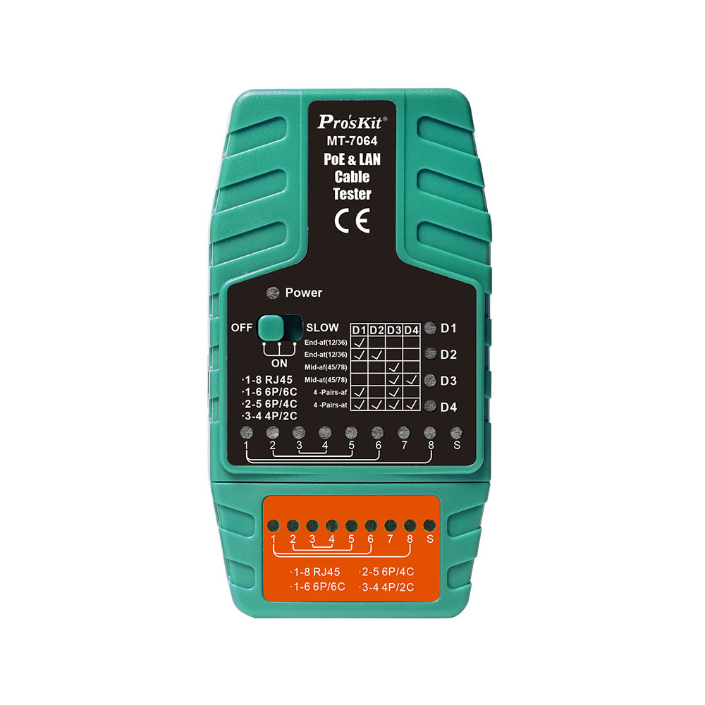 PROKIT (MT-7064) POE&랜케이블 테스터기 IEEE 802.3 af/at, RJ11/RJ12/RJ45
