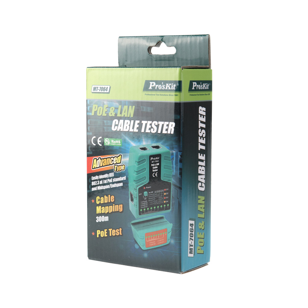 PROKIT (MT-7064) POE&랜케이블 테스터기 IEEE 802.3 af/at, RJ11/RJ12/RJ45