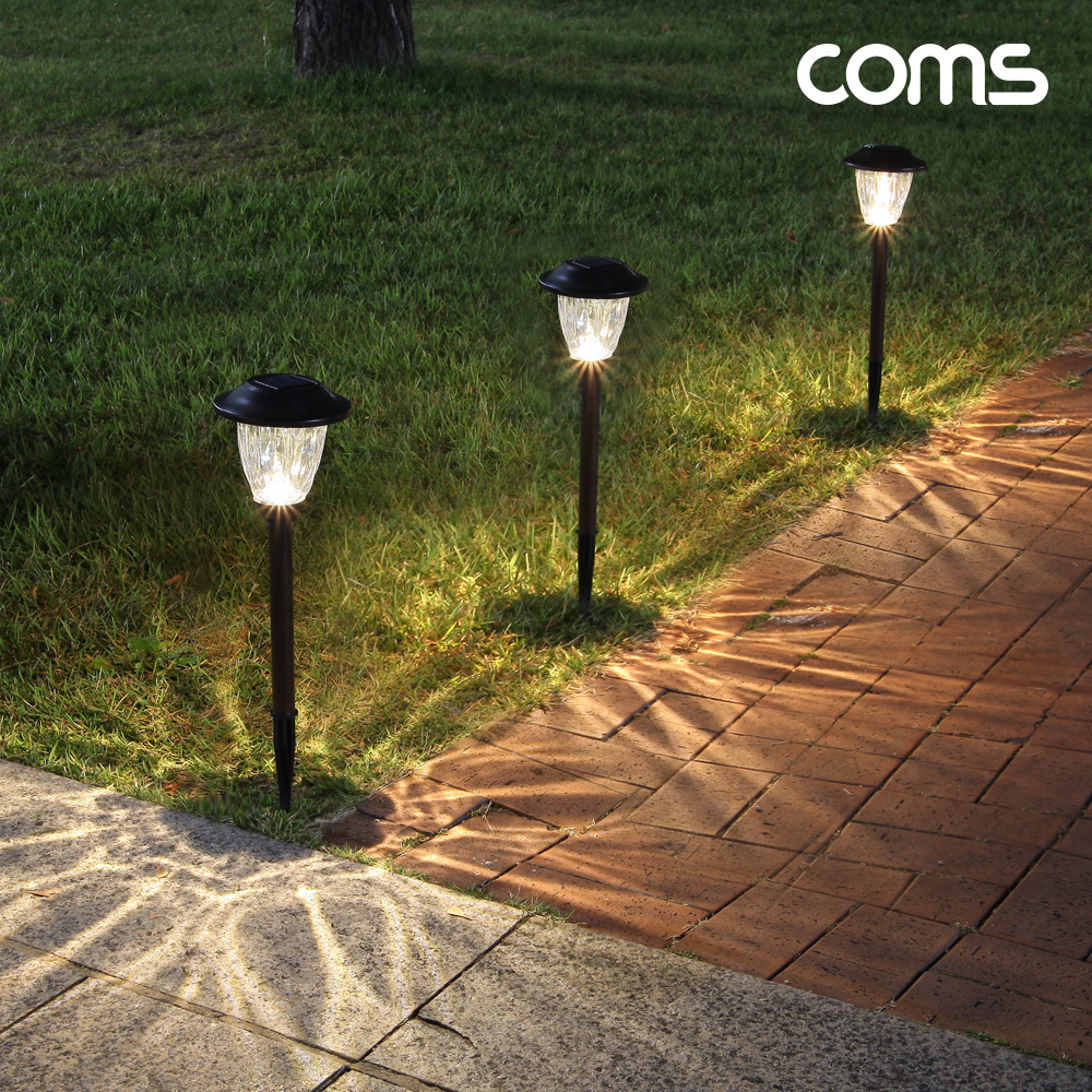 Coms 태양광 LED 정원등 원형말뚝형 인테리어조명 잔디등 야외등 전원주택 테라스 조명등 데크등