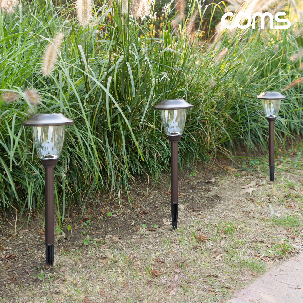 Coms 태양광 LED 정원등 원형말뚝형 인테리어조명 잔디등 야외등 전원주택 테라스 조명등 데크등