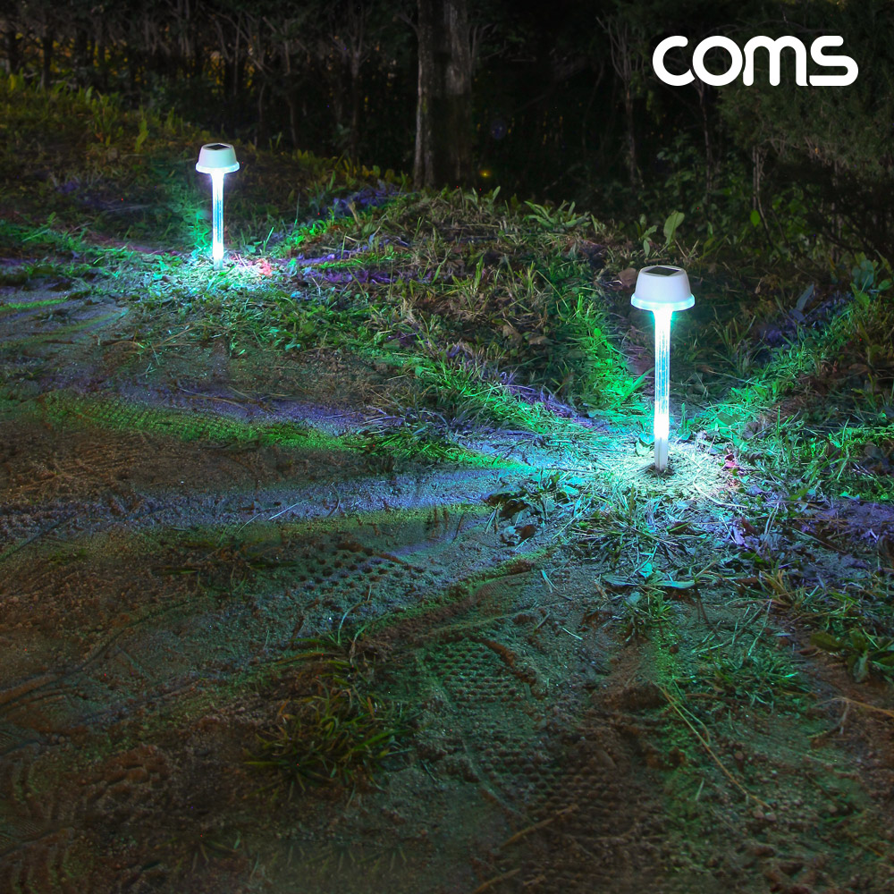 Coms 태양광 LED 정원등 미니스틱 인테리어조명 (2개입) 잔디등 야외등 전원주택 테라스 조명등 데크등
