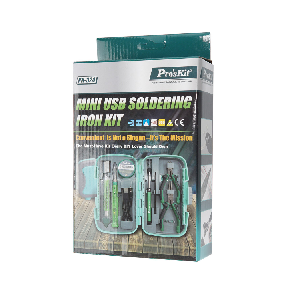 PROKIT (PK-324) 미니 USB 납땜 인두기 키트, 가정용 공구 세트