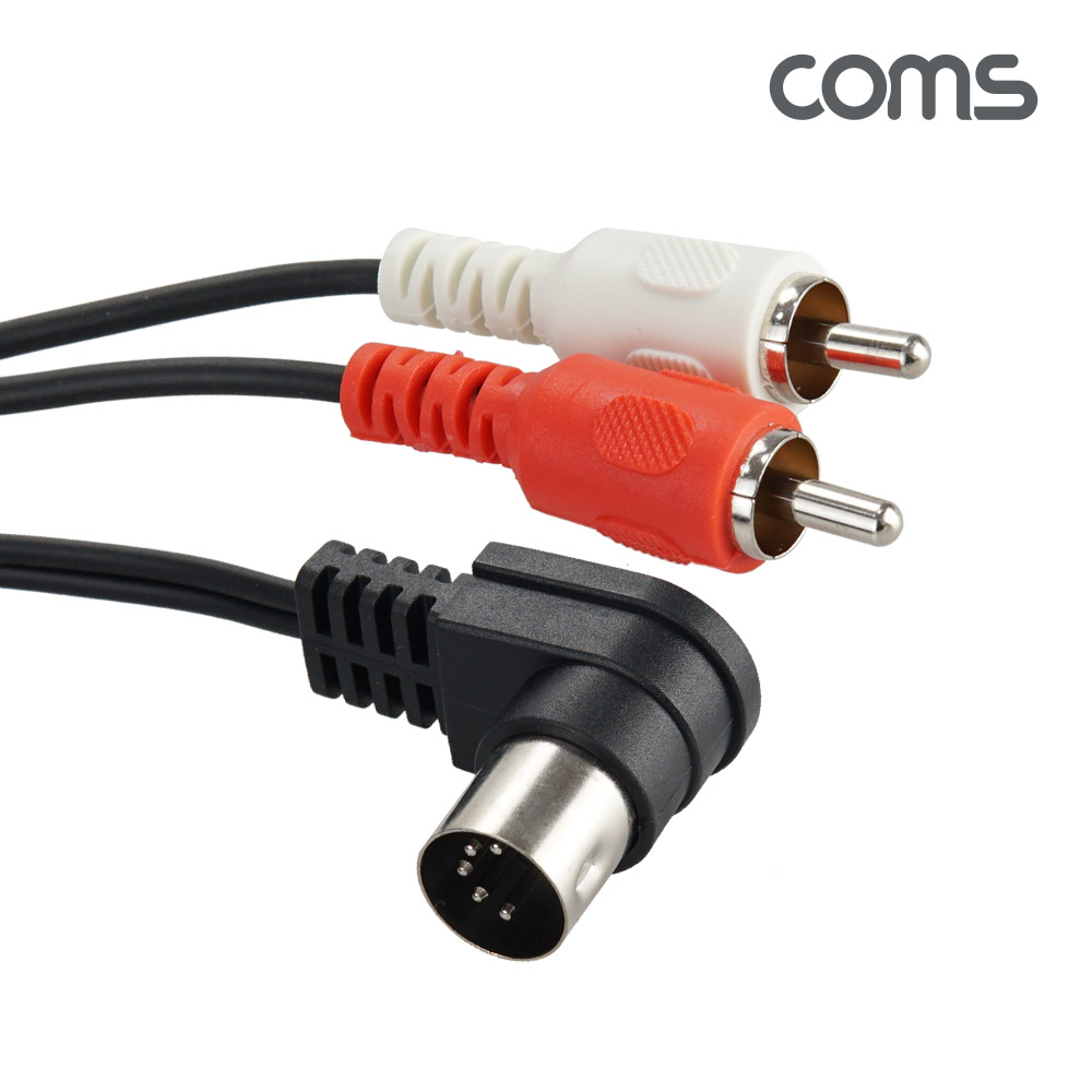 Coms RCA 2선 to 미디 변환 케이블 1.5M, RCA 2 (M) to 미디 5핀 (M)