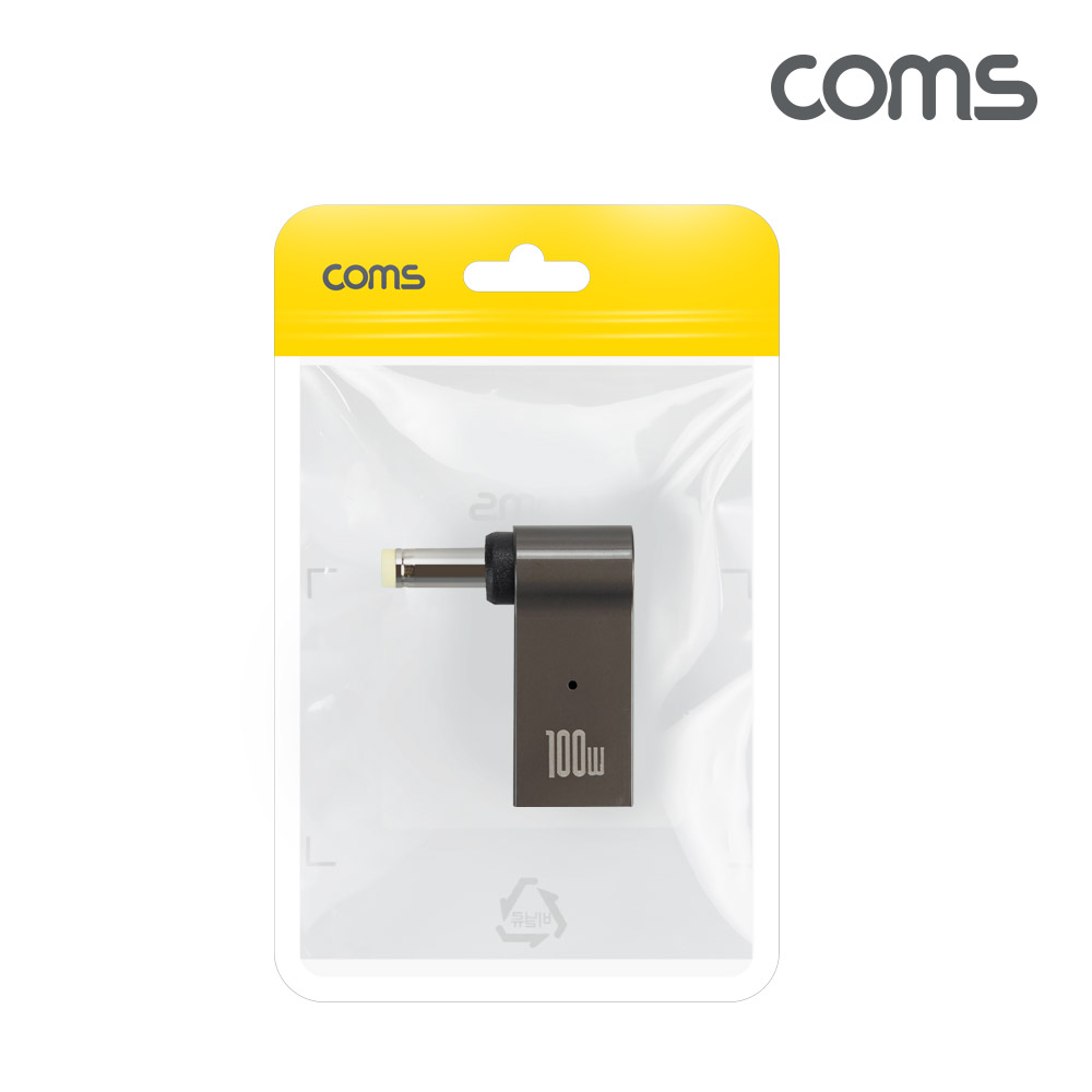 Coms USB 3.1 Type C 노트북 전원변환 꺾임 젠더 100W PD to DC 4.8x1.7