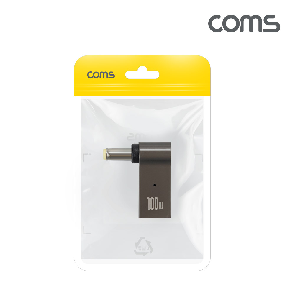 Coms USB 3.1 Type C 노트북 전원변환 꺾임 젠더 100W PD to DC 5.0x3.0