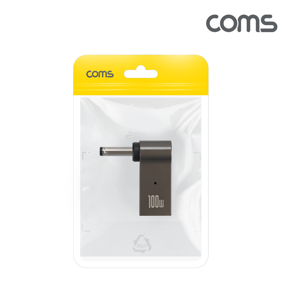 Coms USB 3.1 Type C 노트북 전원변환 꺾임 젠더 100W PD to DC 3.5x1.35