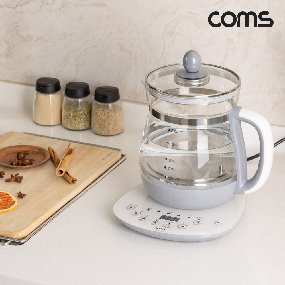 Coms 멀티 분유 티포트 차, 찜, 약탕, 국, 죽, 라면 2L 대용량 멀티 전기포트 24시간 보온기능