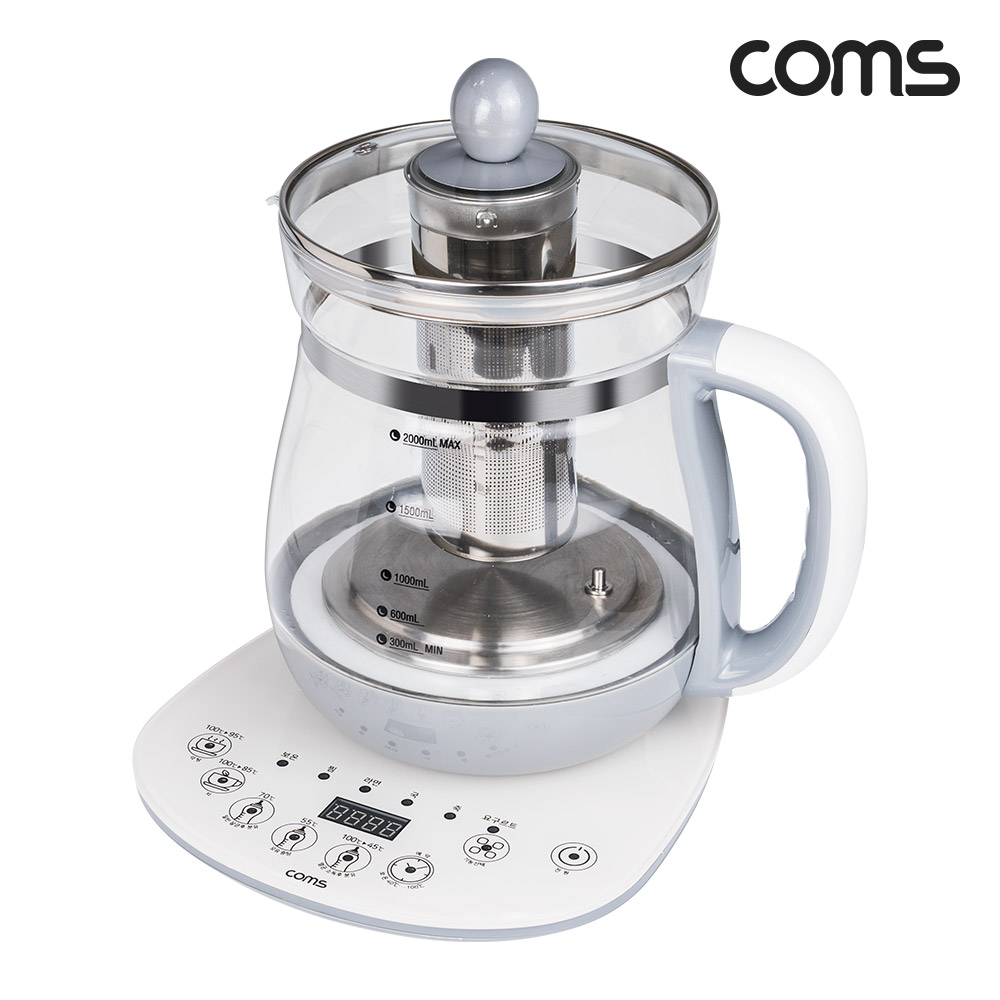 Coms 멀티 분유 티포트 차, 찜, 약탕, 국, 죽, 라면 2L 대용량 멀티 전기포트 24시간 보온기능