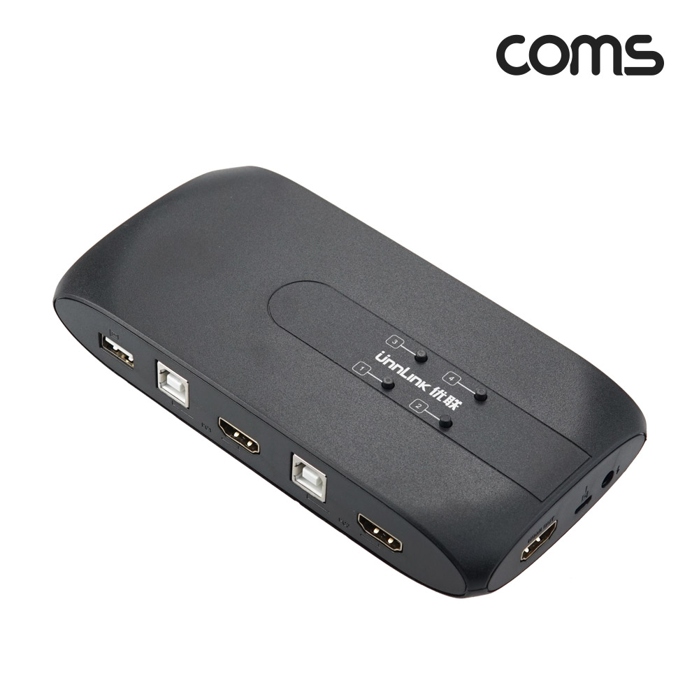 Coms HDMI KVM 스위치 선택기 4:1 PC 4대연결 USB 4포트 주변장치연결 원거리 조작