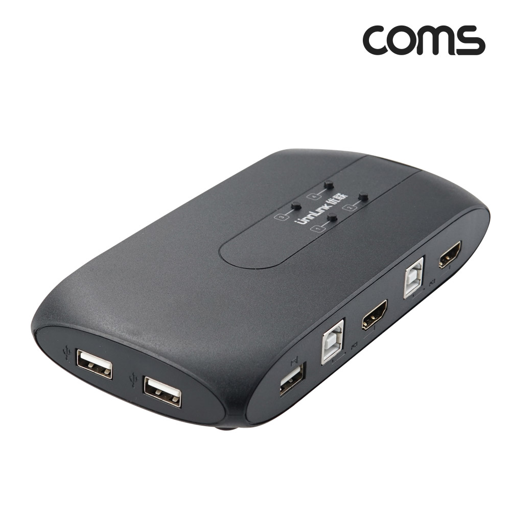 Coms HDMI KVM 스위치 선택기 4:1 PC 4대연결 USB 4포트 주변장치연결 원거리 조작