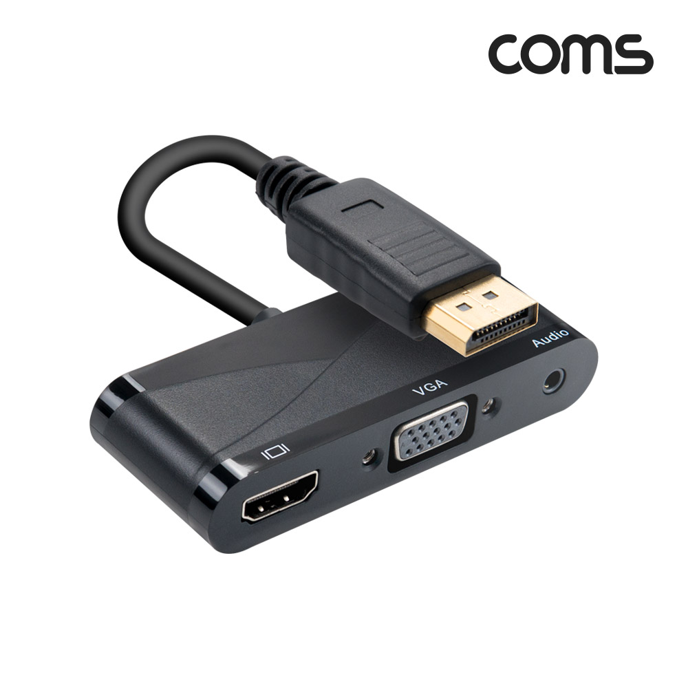Coms 디스플레이포트 컨버터 DisplayPort DP to HDMI VGA AUX 스테레오 3.5 멀티 4K@30Hz 1080P