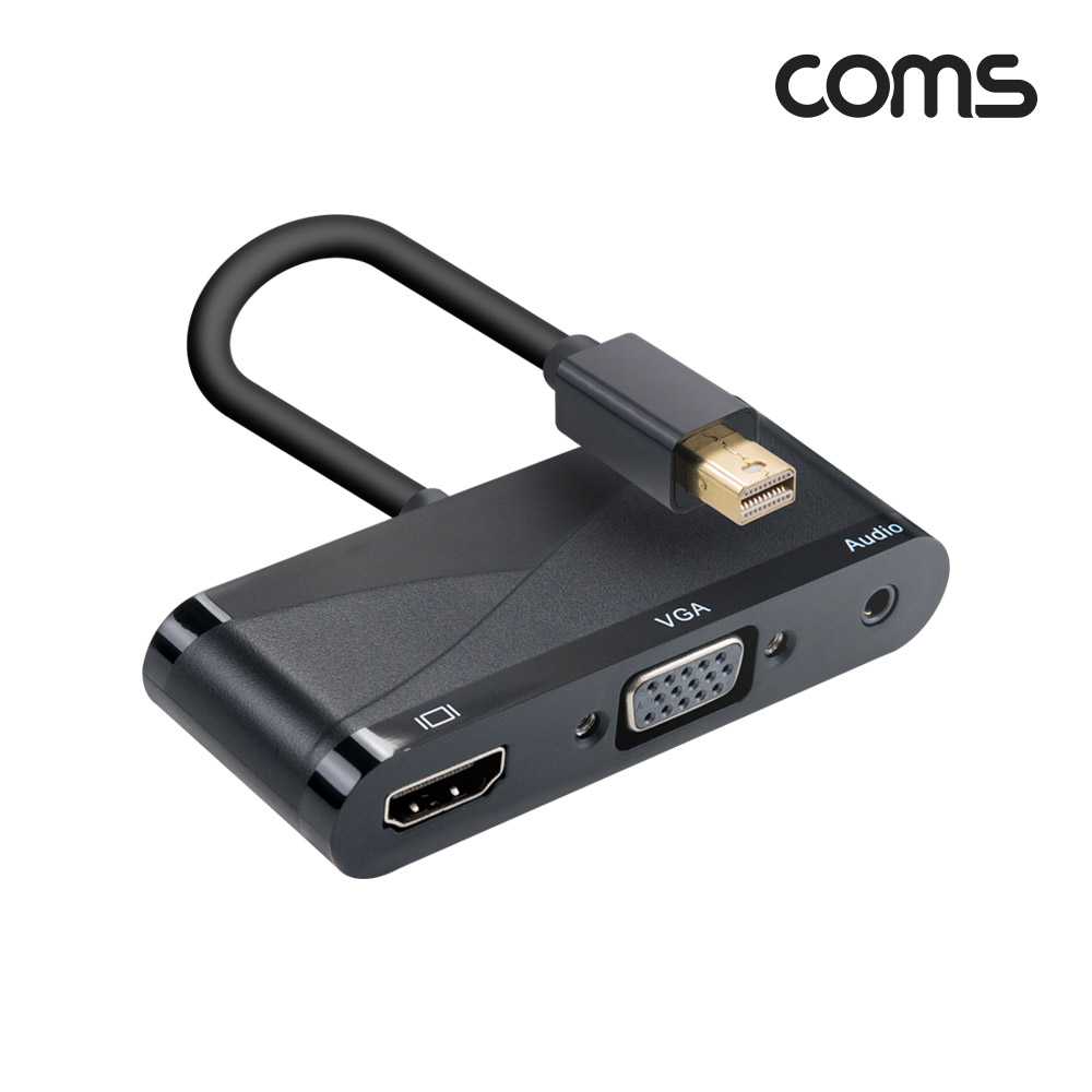 Coms 미니 디스플레이포트 컨버터 Mini DisplayPort MDP to HDMI VGA AUX 스테레오 3.5 멀티 4K@30Hz 1080P