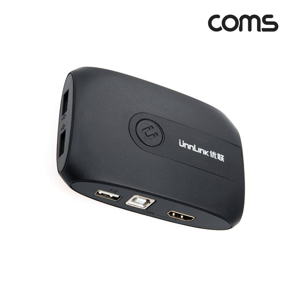 Coms HDMI KVM 스위치 선택기 2:1 PC 2대연결 USB 4포트 주변장치연결 원거리 조작
