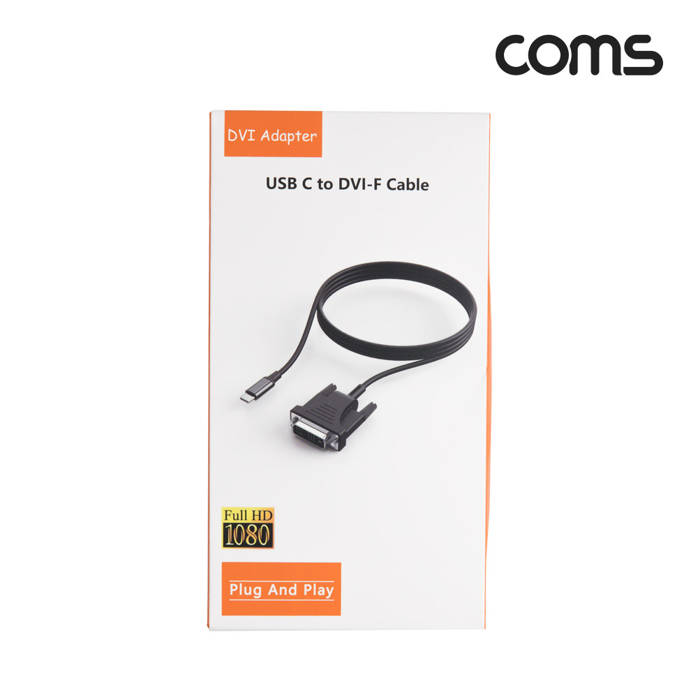 Coms USB Type C to DVI 컨버터 케이블 FHD 1080P@60Hz 2M USB C(M) to DVI(M)
