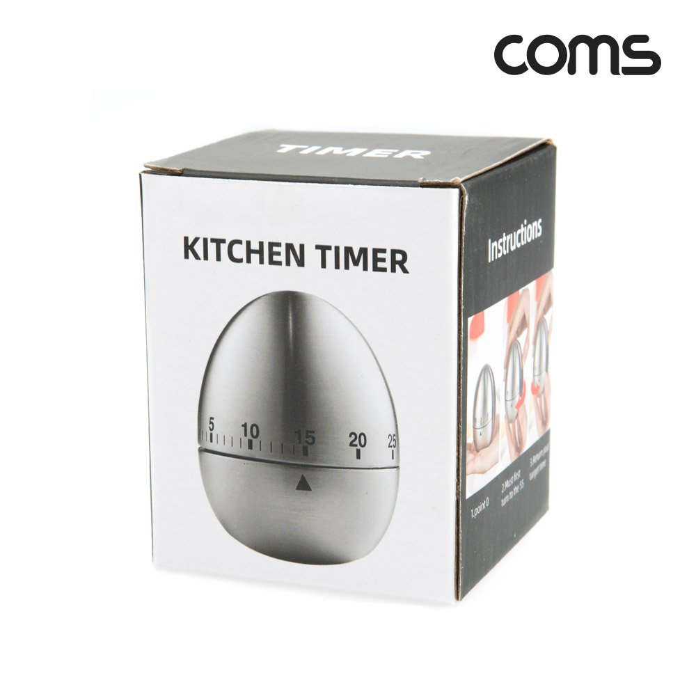 Coms 스테인리스 주방 타이머 키친 에그형 최대60분