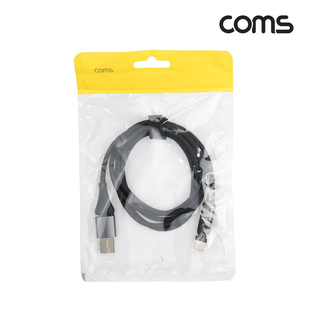 Coms USB 3.1 Type C PD 케이블 2 IN 1 USB-C USB-A 100W M/M 180도 좌우회전 꺾임 고속충전 꼬리물기 1.2M