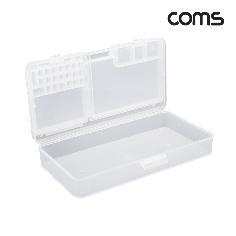 Coms 다용도 PVC 수납함 분할 정리 보관 케이스 185x95x35(mm)
