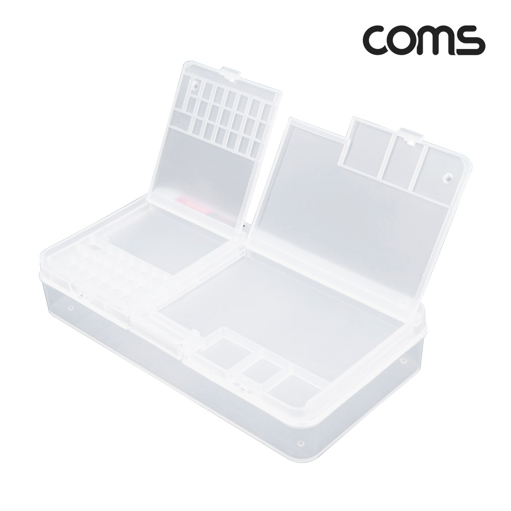 Coms 다용도 PVC 수납함 분할 정리 보관 케이스 185x95x35(mm)