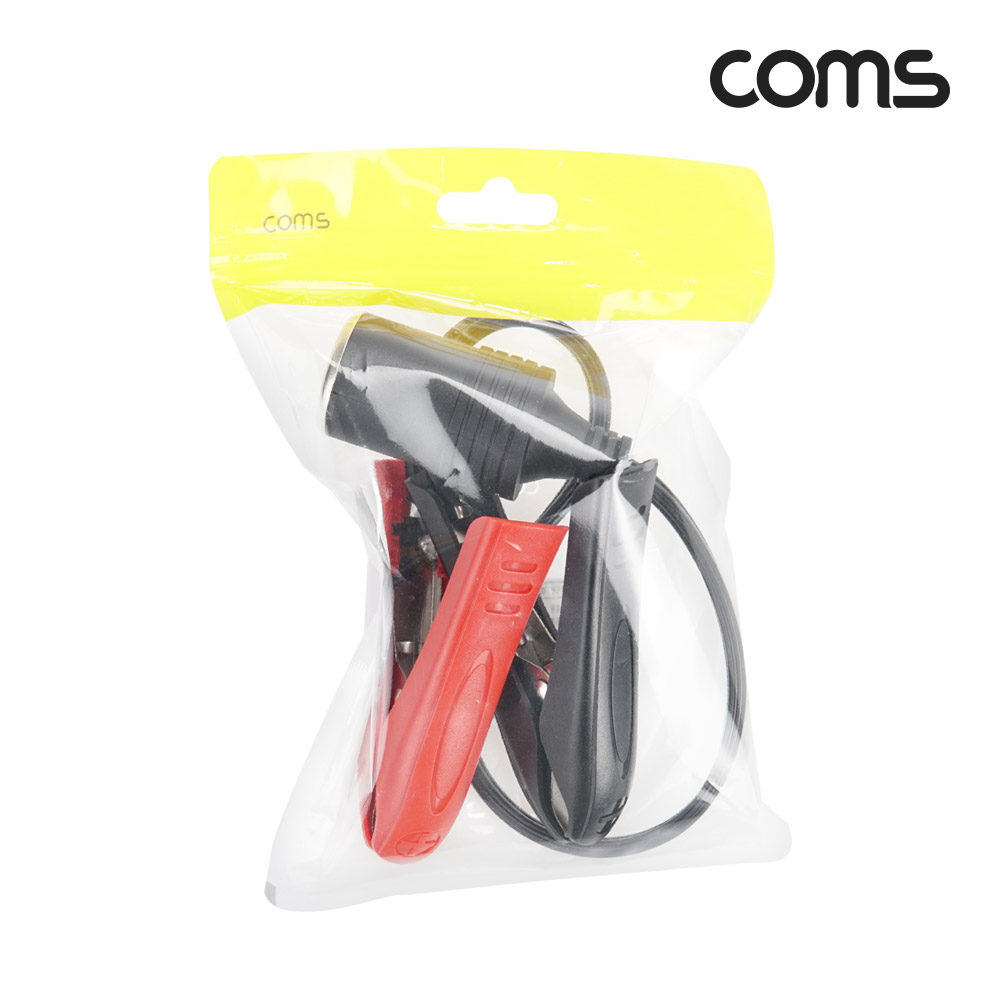 Coms 차량용 시가 전원 케이블 30cm, 배터리 +/- 악어클립, 시가잭(시거잭) 12V용