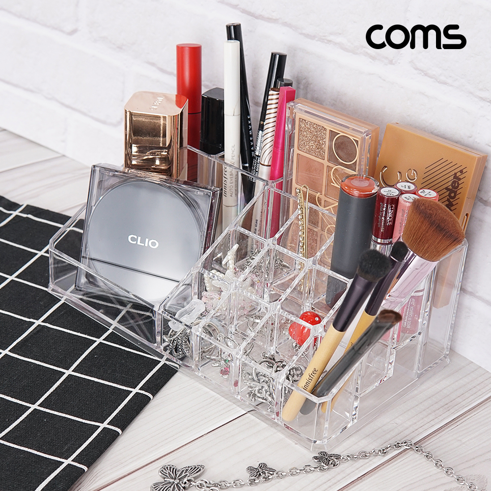Coms 다용도 정리함 투명 아크릴 화장품 보관함 펜꽂이 꽂이함 데스크 책상 화장대 악세서리