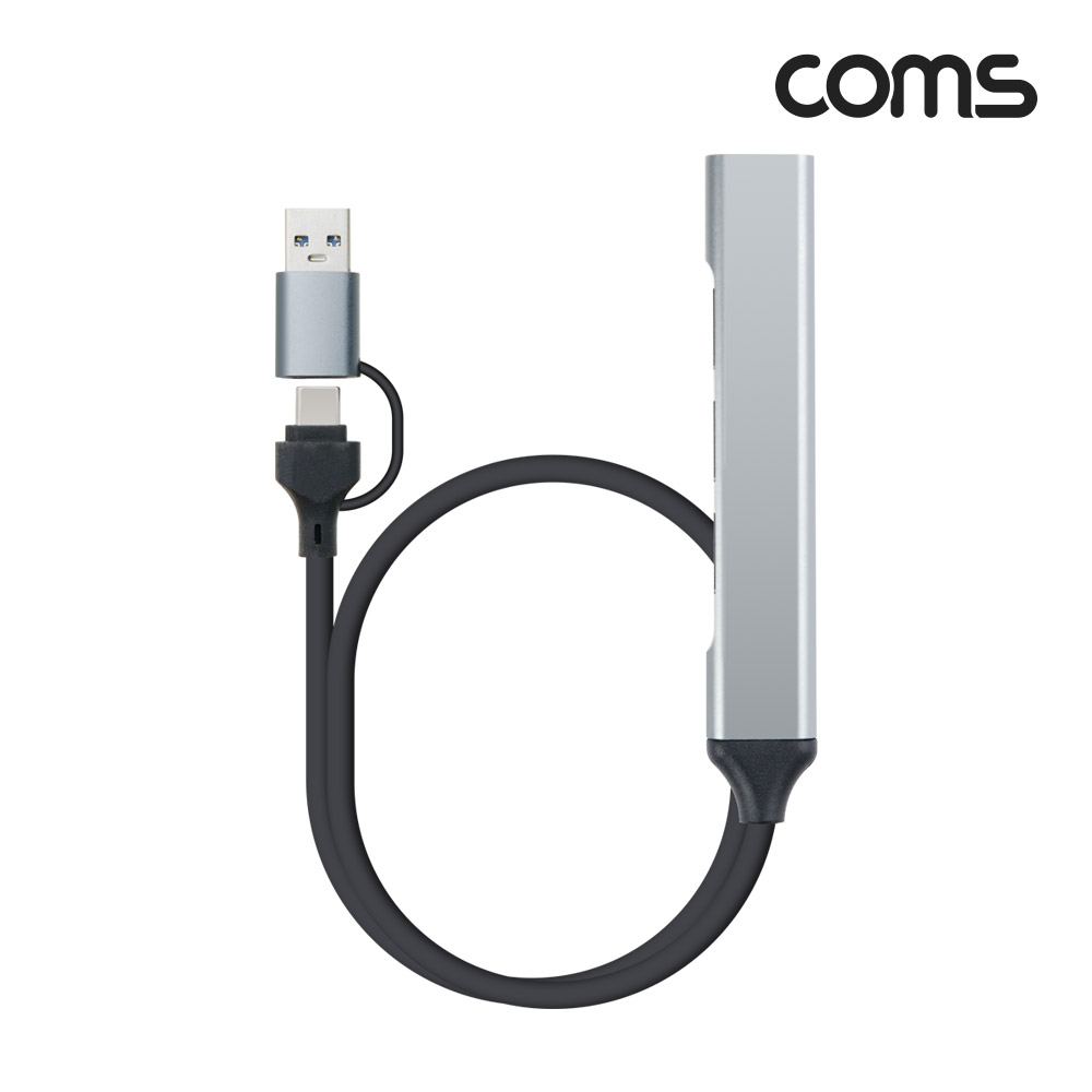 Coms 4 IN 2 꼬리물기 허브 4포트 Type C USB 4Port USB 2.0 3Port + USB 3.0 1Port