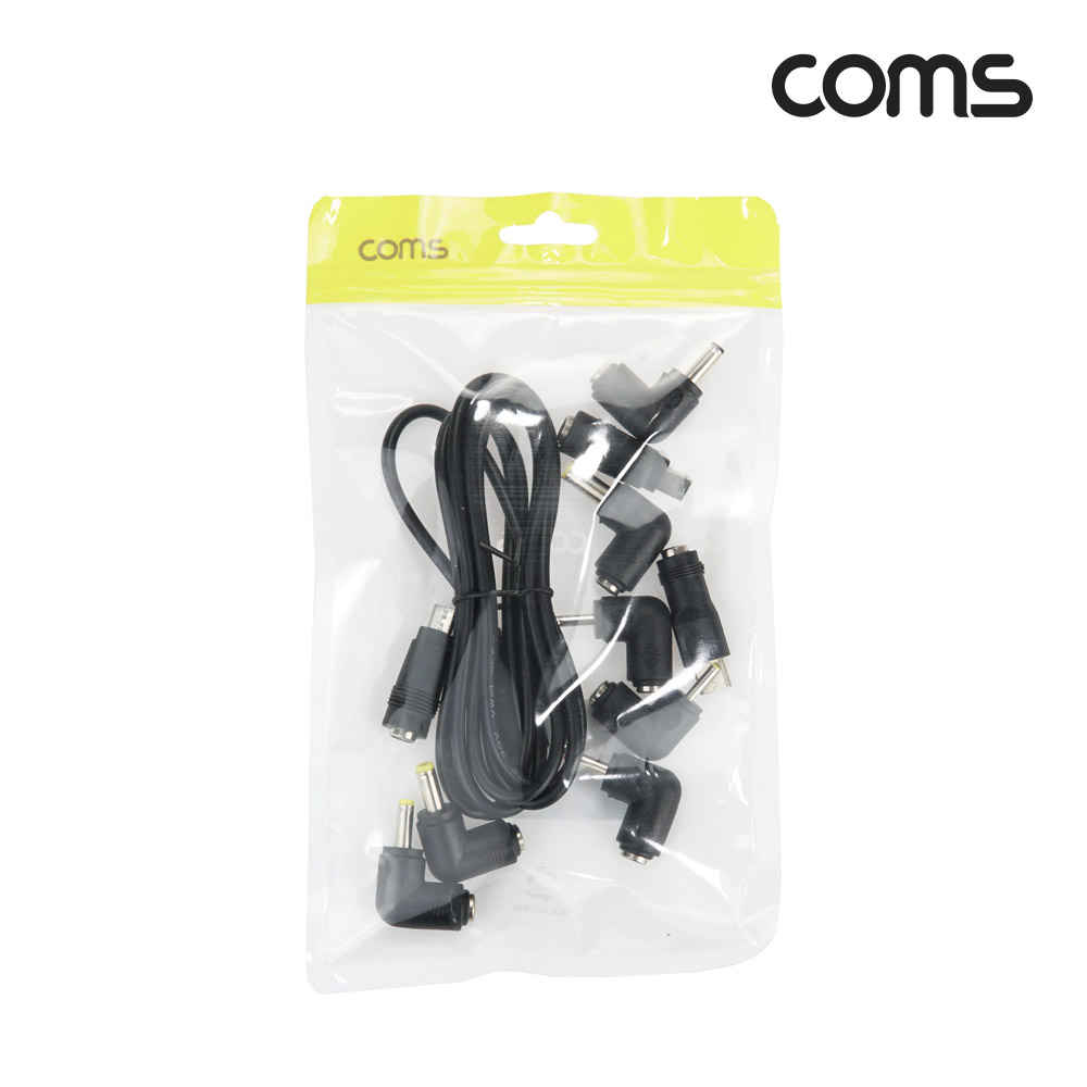 Coms USB DC 전원 케이블 1.5M + 전원 변환 젠더 10개입 전원(DC) 잭 세트
