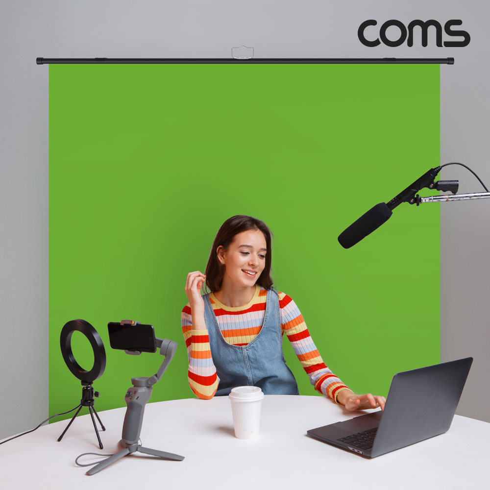 Coms 이동식 스탠드형 크로마키 그린스크린 150x200cm