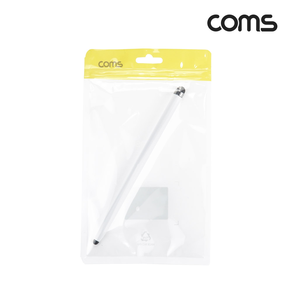 Coms 정전식 스마트폰 터치펜 양면 화이트