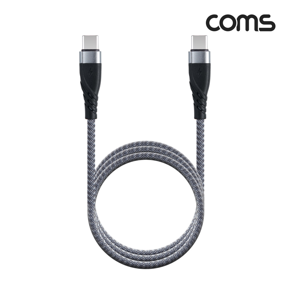 Coms USB Type C to C 케이블 C타입 PD 60W 고속충전 나일론 브레이드 1M