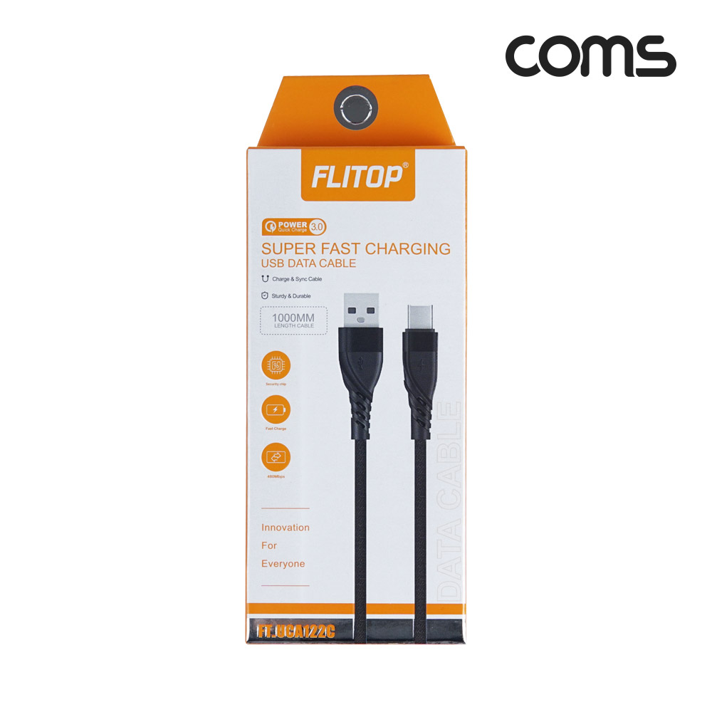 Coms USB Type C 케이블 C타입 QC3.0 60W 고속충전 나일론 브레이드 레드 1M