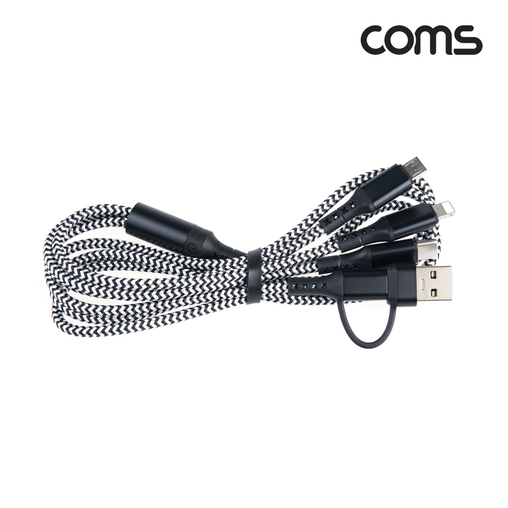 Coms 스마트폰 멀티 케이블(5 in 1) USB Type C C타입 CtoC 8핀 8Pin Micro5P 마이크로5핀 충전전용 꼬리물기 1.2M