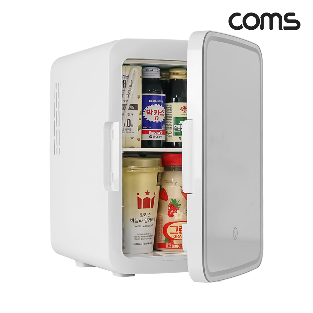 Coms LED 거울 미니 화장품 냉온장고 10L 대용량 차량용 겸용