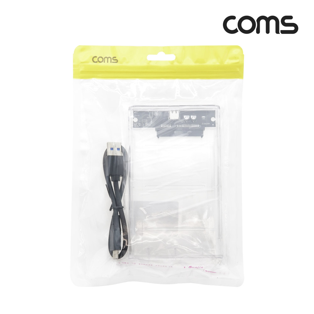 Coms USB Type C 외장하드 케이스 2.5형 HDD SSD SATA USB3.0 투명
