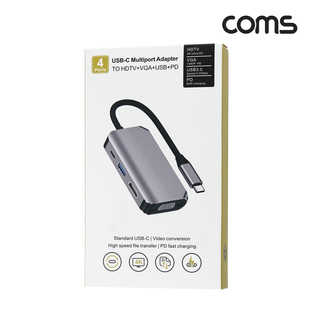Coms USB 3.1 Type C 컨버터(멀티) 4 in 1 HDMI 4K2K VGA USB 3.0 PD 2.0 5Gbps