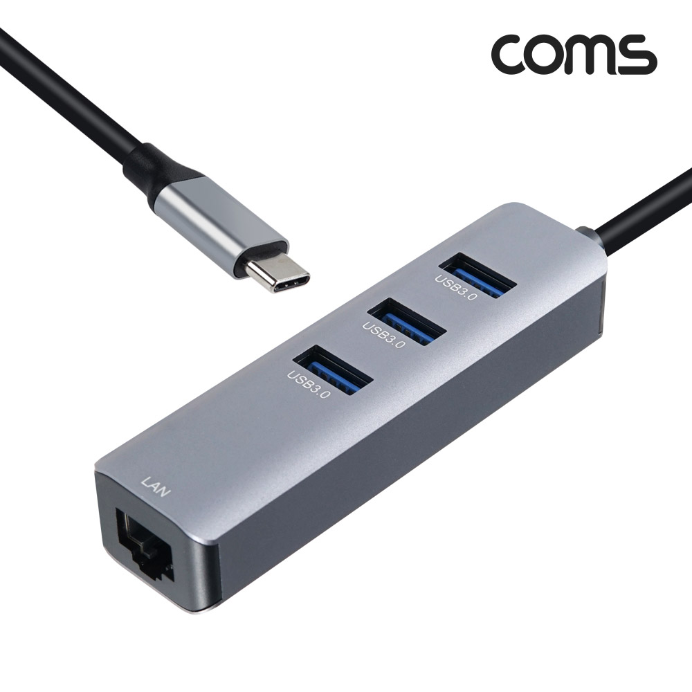 Coms USB 3.0 허브 3포트 3Port LAN RJ45 10/100/1000Mbps Gigabit 기가비트 이더넷 랜카드